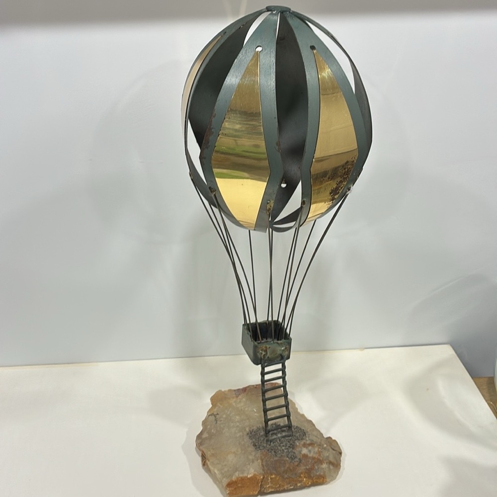 Hot Air Balloon Sculpture Signed by artist Jason Copper Marble Steampunk Design